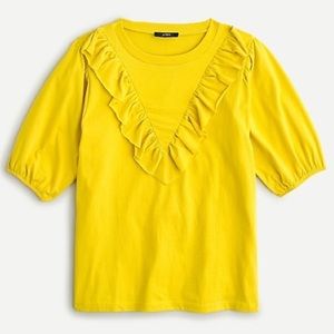 J. Crew Yellow Ruffle Bib Top